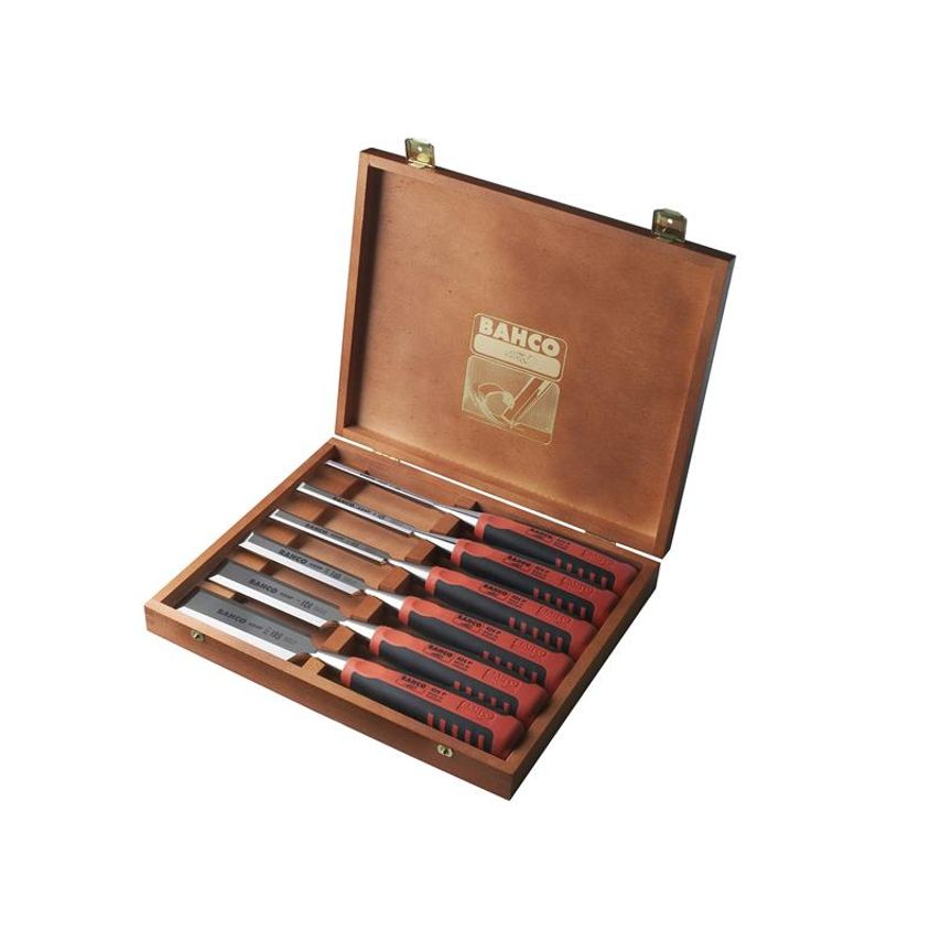 424P-S6 Bevel Edge Chisel Set in Wooden Box, 6 Piece BAH424PS6