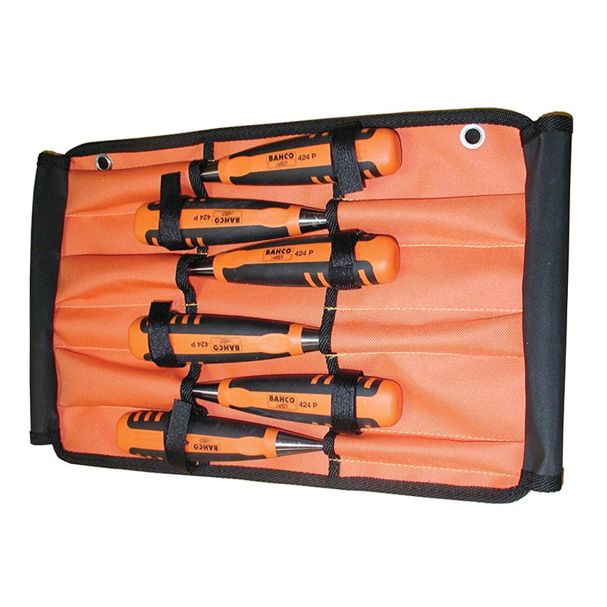 424-P Bevel Edge Chisel Set in Roll, 6 Piece BAH424PS6ROL