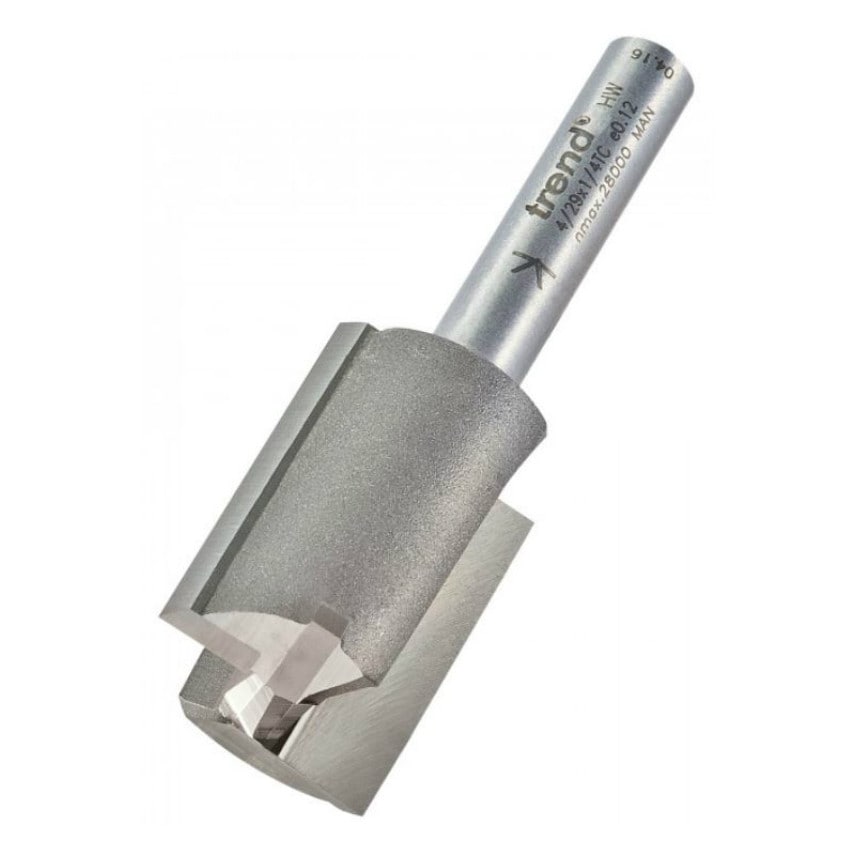 4/29 18.0mm Professional TCT 2 Flute Straight Cutter with Plunge Centre Tip 1/4" Shank