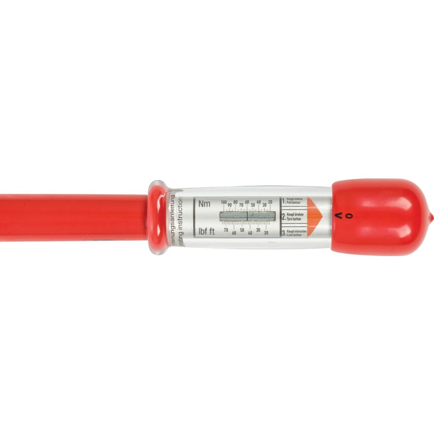 460mm Insulated Adjustable Torque Wrench 1/2" Sq/Dr 20-100Nm 1000V