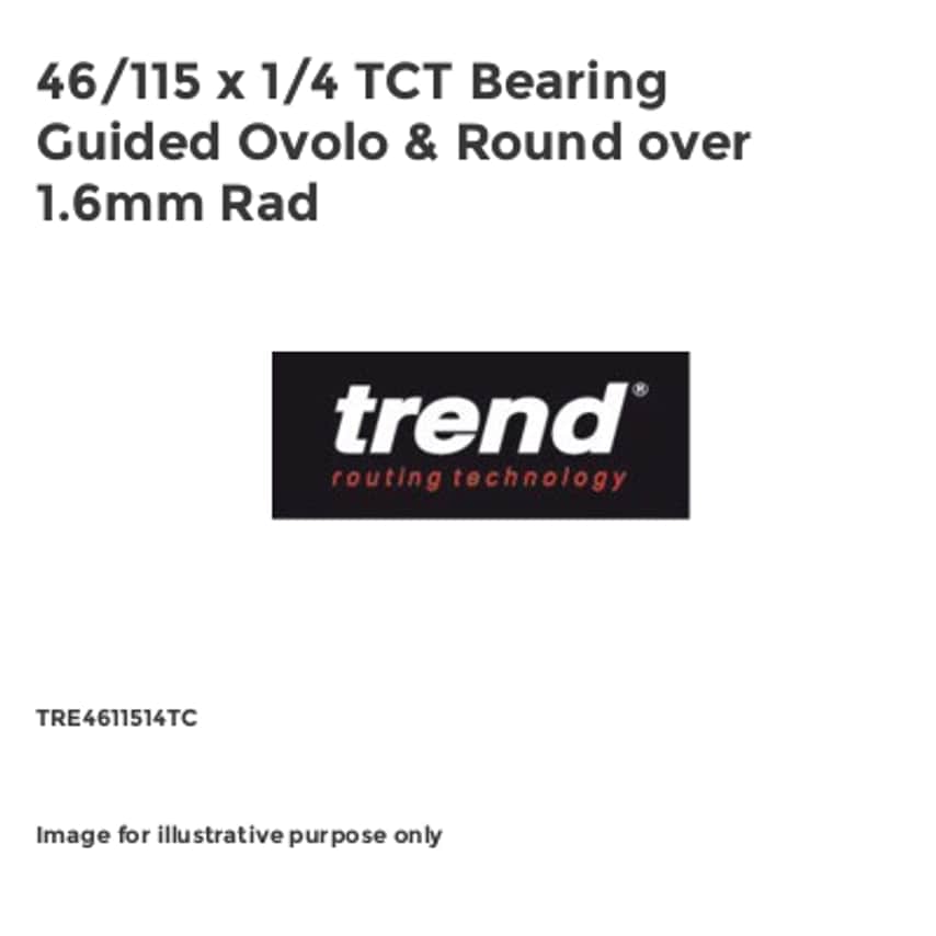 46/115 x 1/4 TCT Bearing Guided Ovolo & Round over 1.6mm Rad