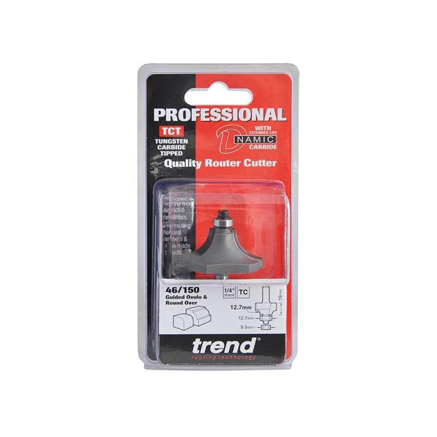 46/150 x 1/4 TCT Bearing Guided Ovolo & Round Over 12.7mm Radius TRE4615014TC