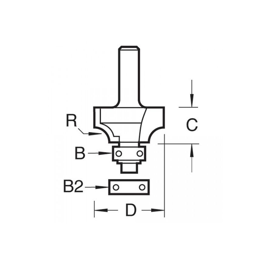 46/17 x 1/2 TCT Bearing Guided Ovolo & Round Over 19.1mm Radius TRE461712TC