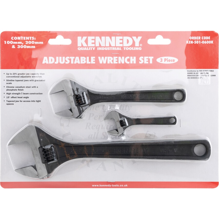 4"/8"/12" Phosphate Finish Adjustable Wrench Set
