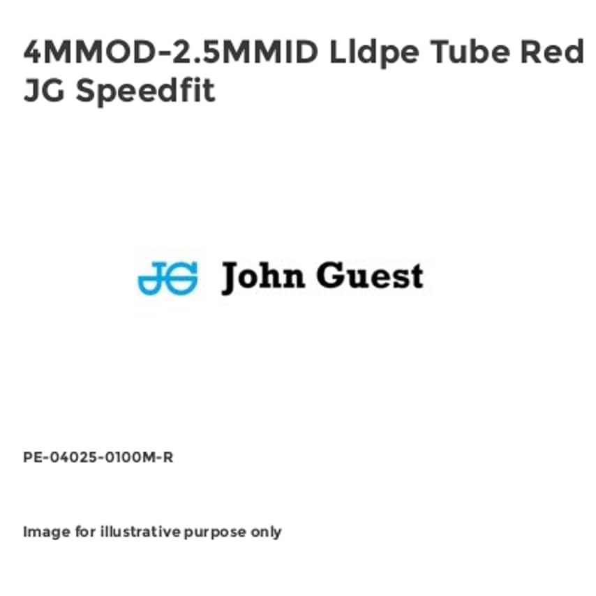 4MMOD-2.5MMID Lldpe Tube Red JG Speedfit PE-04025-0100M-R