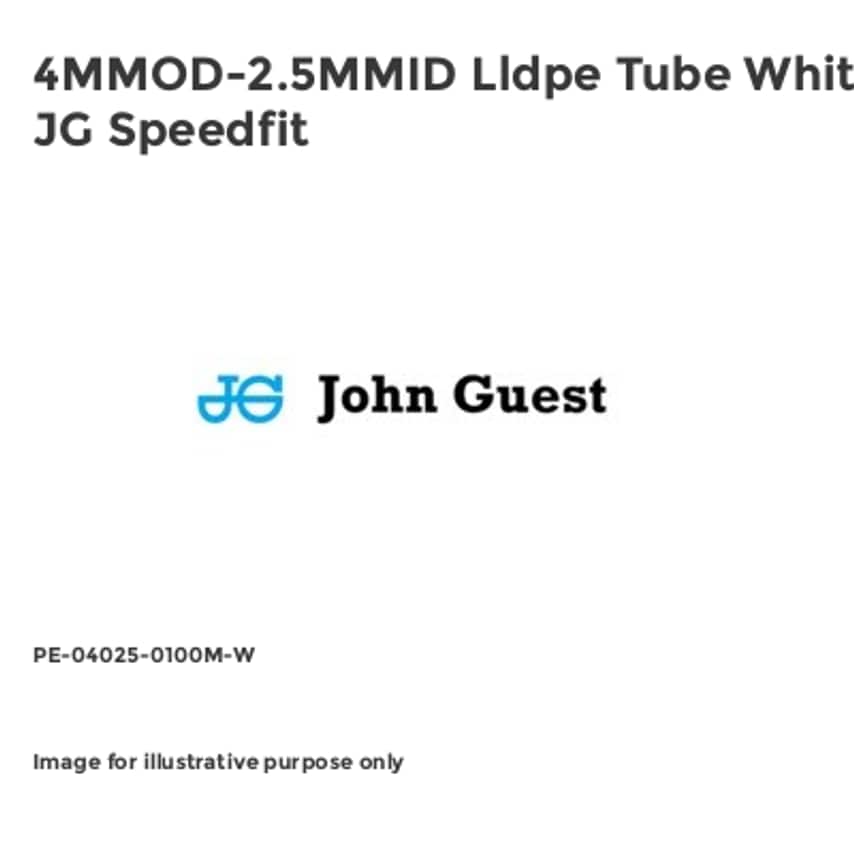 4MMOD-2.5MMID Lldpe Tube White JG Speedfit PE-04025-0100M-W