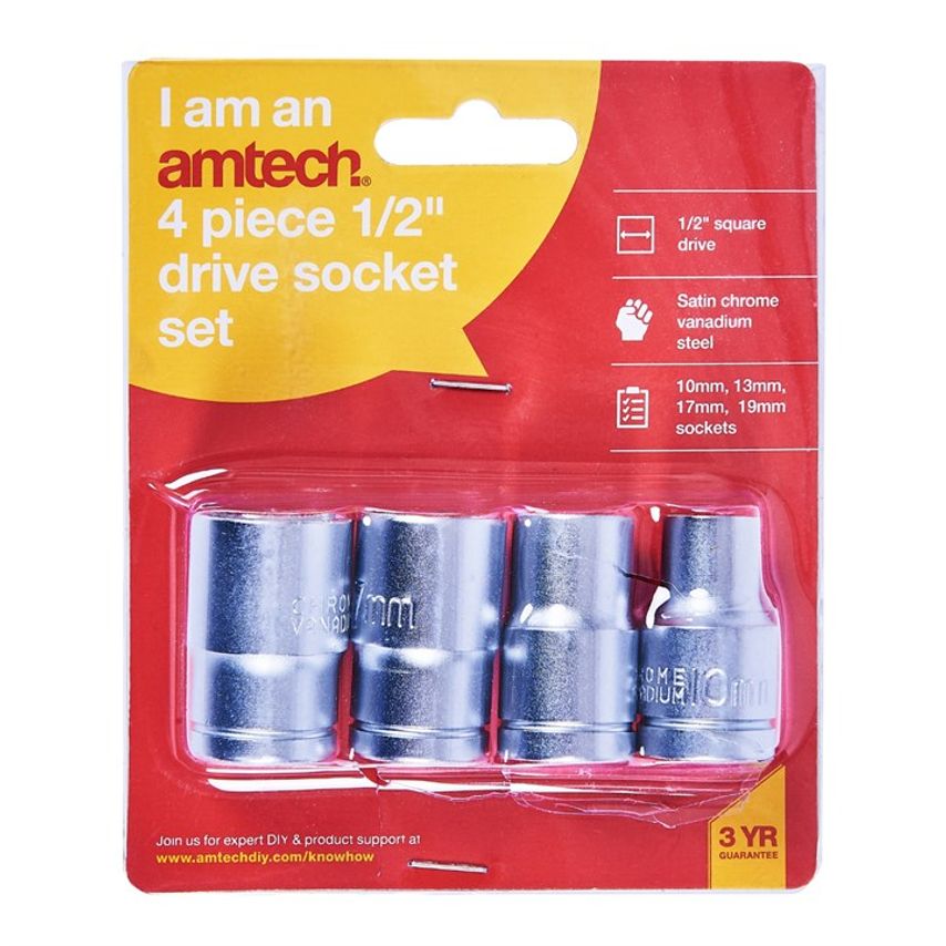 4 Piece 13mm (1/2") Drive Socket Set