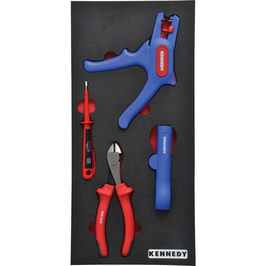 4 Piece Electricians Wiring Set in Tool Control 1/3 Width Foam Inlay for Tool Cabinets