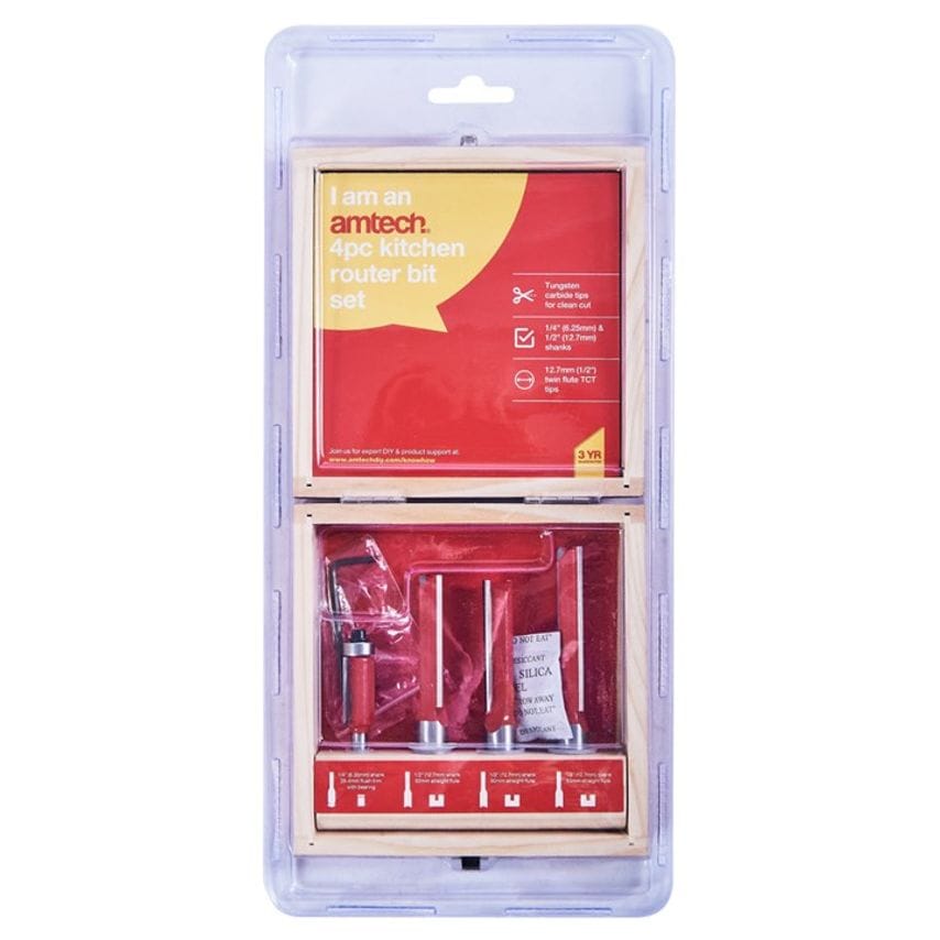 4 Piece Kitchen Router Bit Set