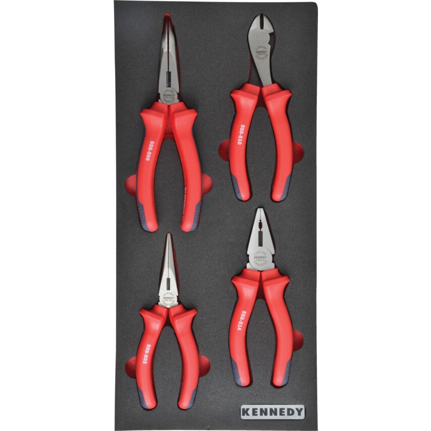 4 Piece Pro-torq VDE Insulated Pliers Set in Tool Control 1/3 Width Foam Inlay for Tool Cabinets