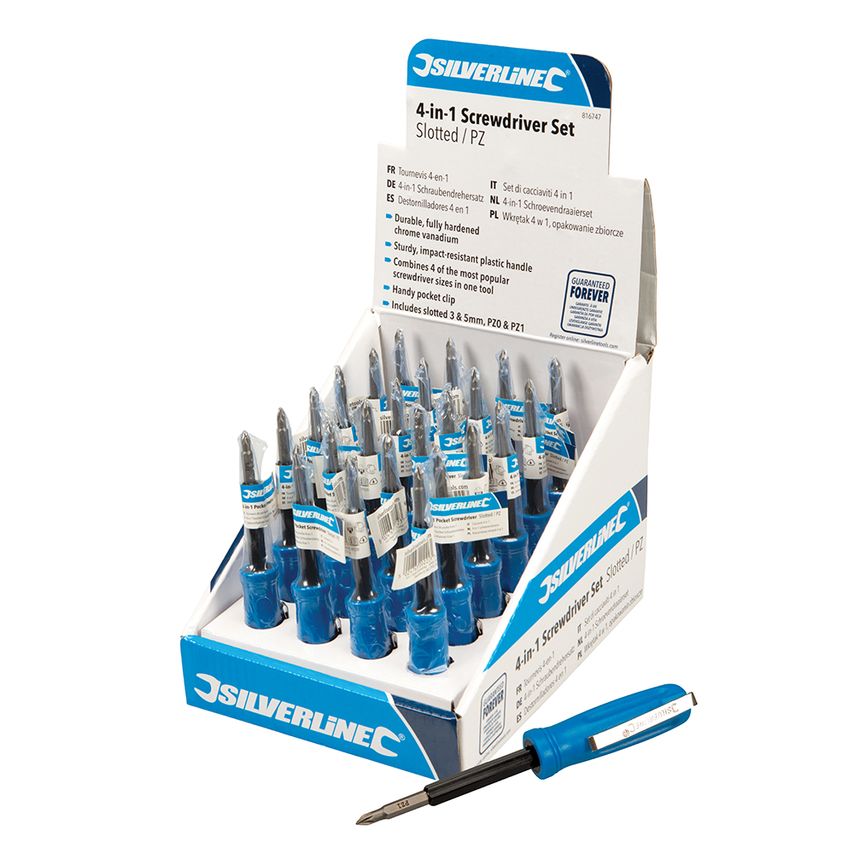 4 in 1 Screwdriver Set Display Box (Box of 24)