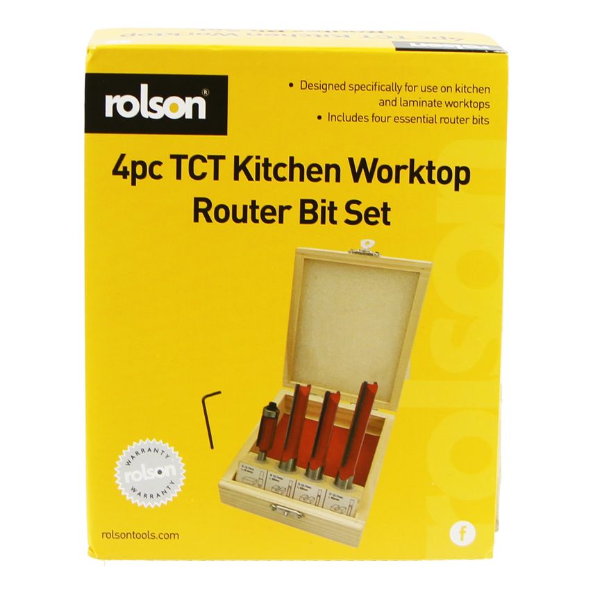 4pc TCT Kitchen Worktop Router Bit Set