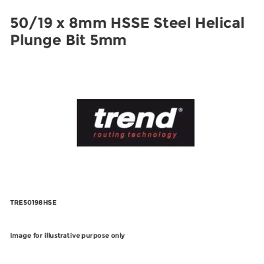 50/19 x 8mm HSSE Steel Helical Plunge Bit 5mm TRE50198HSE