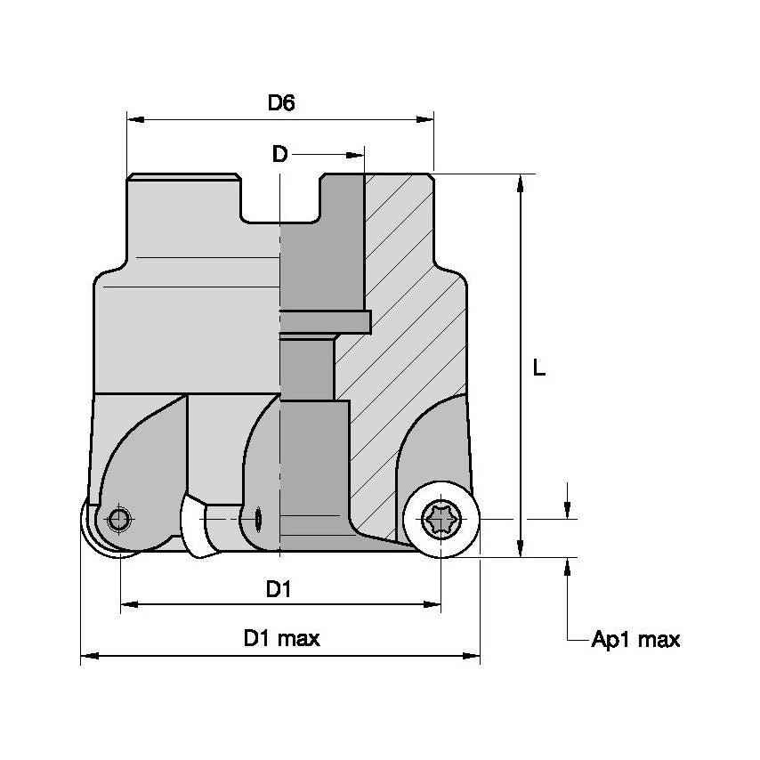 50A06RSMORD10 Round D&m Shell Mill Cutter D=