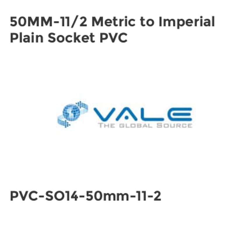 50MM-11/2 Metric to Imperial Plain Socket PVC