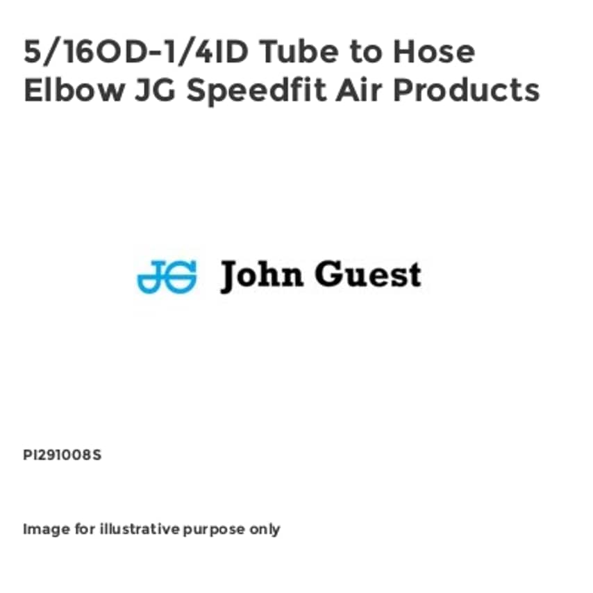5/16OD-1/4ID Tube to Hose Elbow JG Speedfit Air Products PI291008S