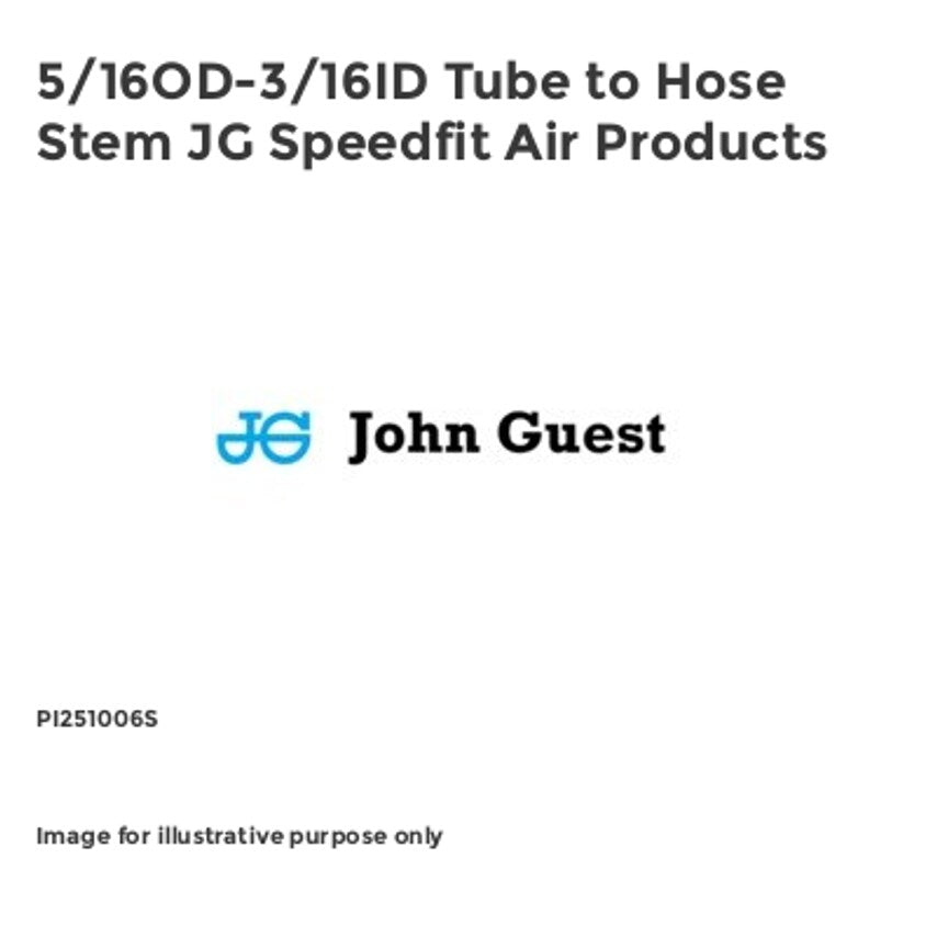5/16OD-3/16ID Tube to Hose Stem JG Speedfit Air Products PI251006S