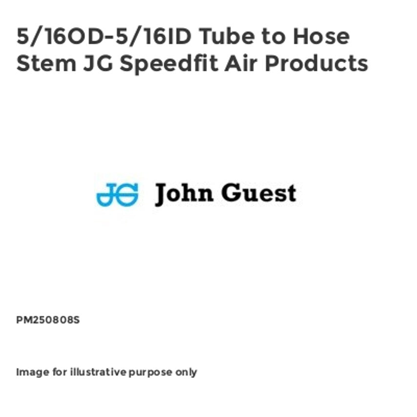 5/16OD-5/16ID Tube to Hose Stem JG Speedfit Air Products