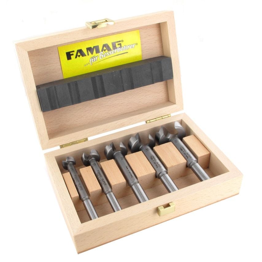 5PCS Classic Forstner Bit, Set 15, 20, 25, 30, 35mm, in Wooden Case, 1630505