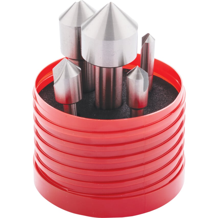 5-Pce 90DEG HSS Single Flute Countersink Set