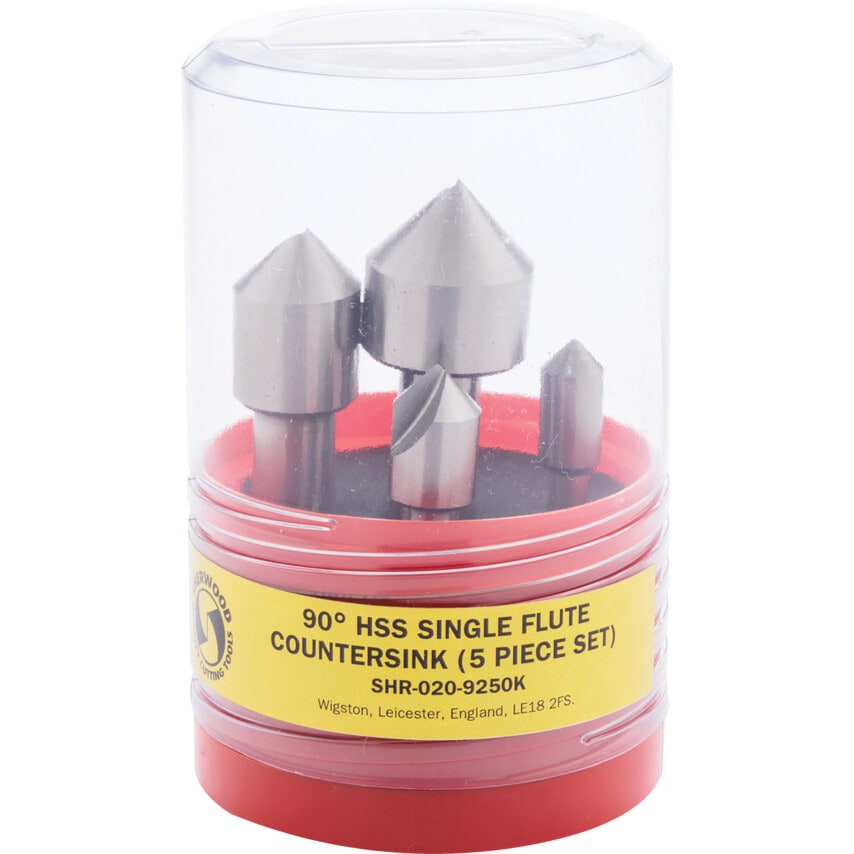 5-Pce 90DEG HSS Single Flute Countersink Set