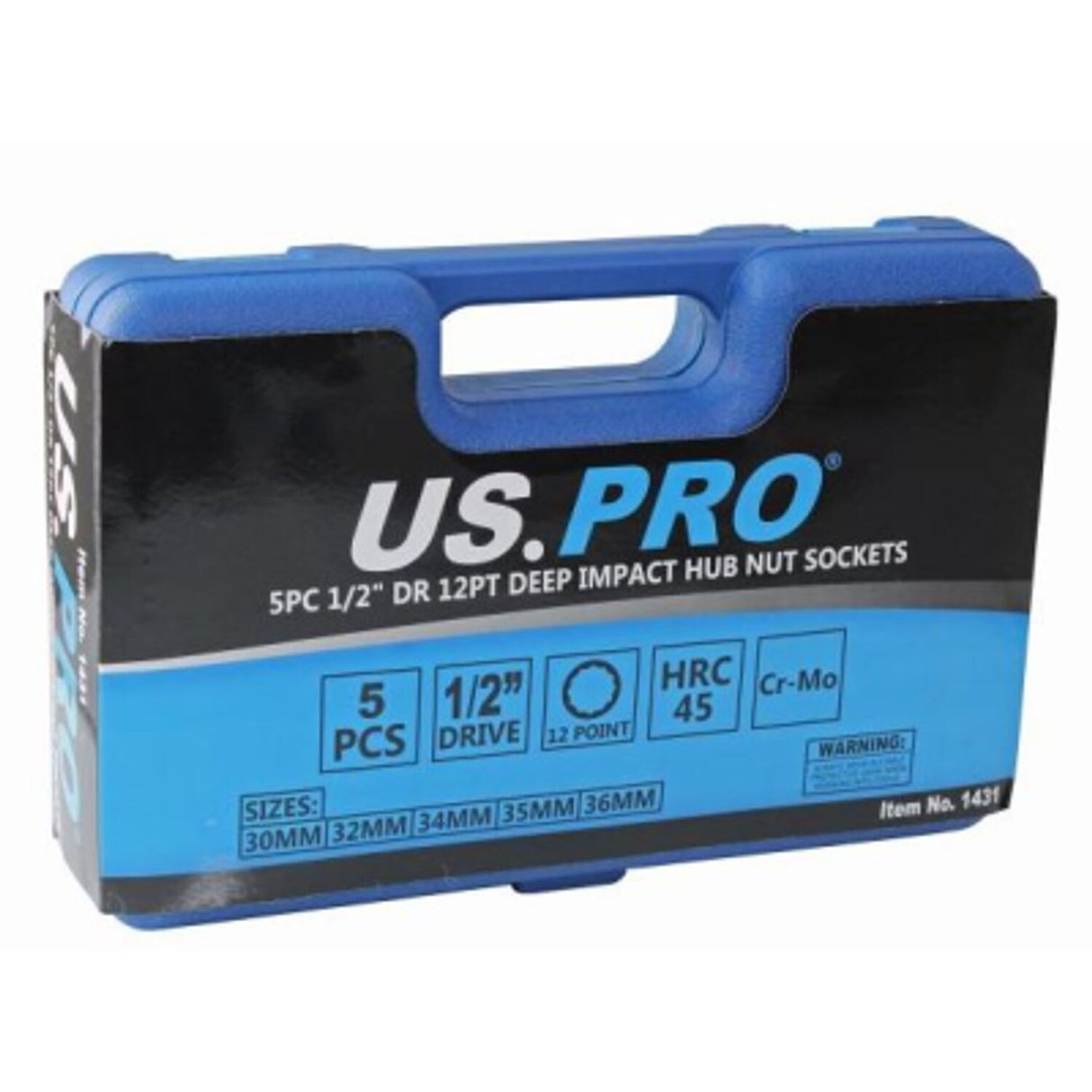 5 Piece 1/2in Drive 12pt Deep Impact Hub Nut Sockets Set