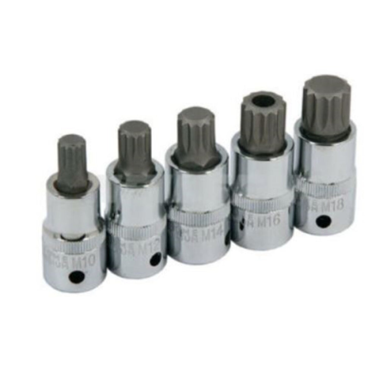 5 Piece 1/2in Drive Triple Square Bit Socket Set M10 - M18