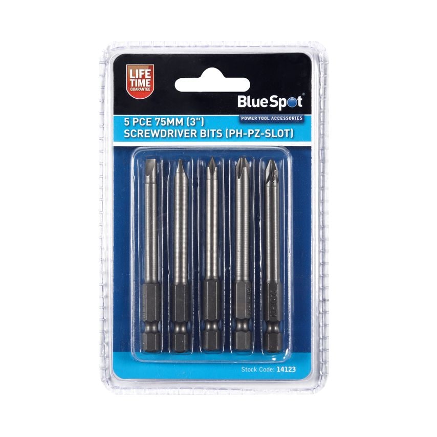 5 Piece 75mm (3") Screwdriver Bits (Ph-pz Slot)