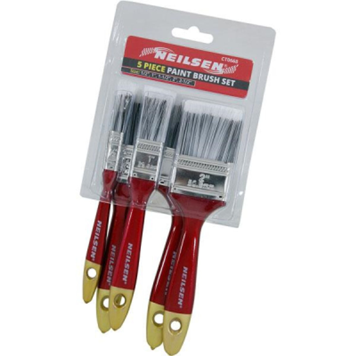 5 Piece Paint Brush Set Wooden Handles