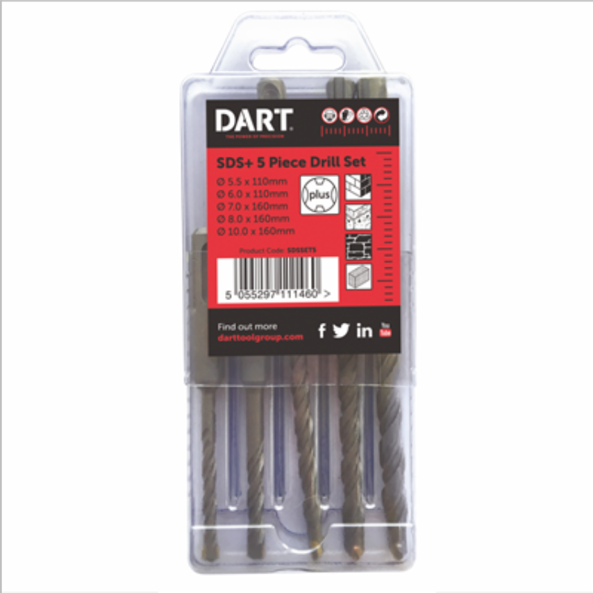 5 Piece SDS+ Hammer Drill Bit Set