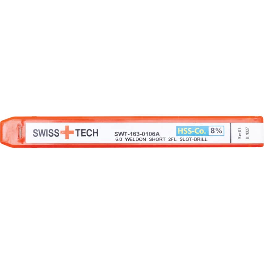 6.00MM HSS-Co 8% 2 Flute Weldon Shank Short Series Slot Drills - Uncoated