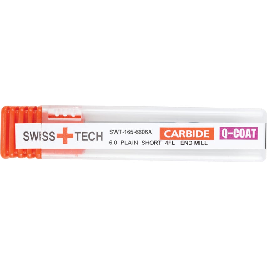 6.00MM Series 66 Carbide 4 Flute Plain Shank Short Series End Mills - EMQ-4PS Q-Coat Coated