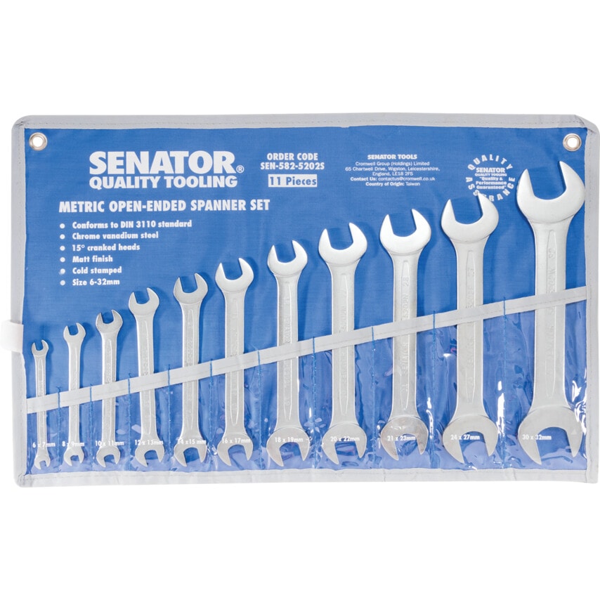 6-32mm C/V Open-Ended Spanner Set, 11 Piece