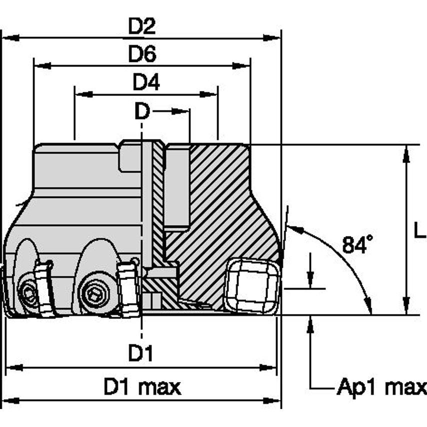 63A09RF84SN12B KSSR 84 Shell Mill D=63 Z=9