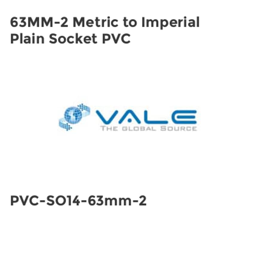63MM-2 Metric to Imperial Plain Socket PVC PVC-SO14-63mm-2
