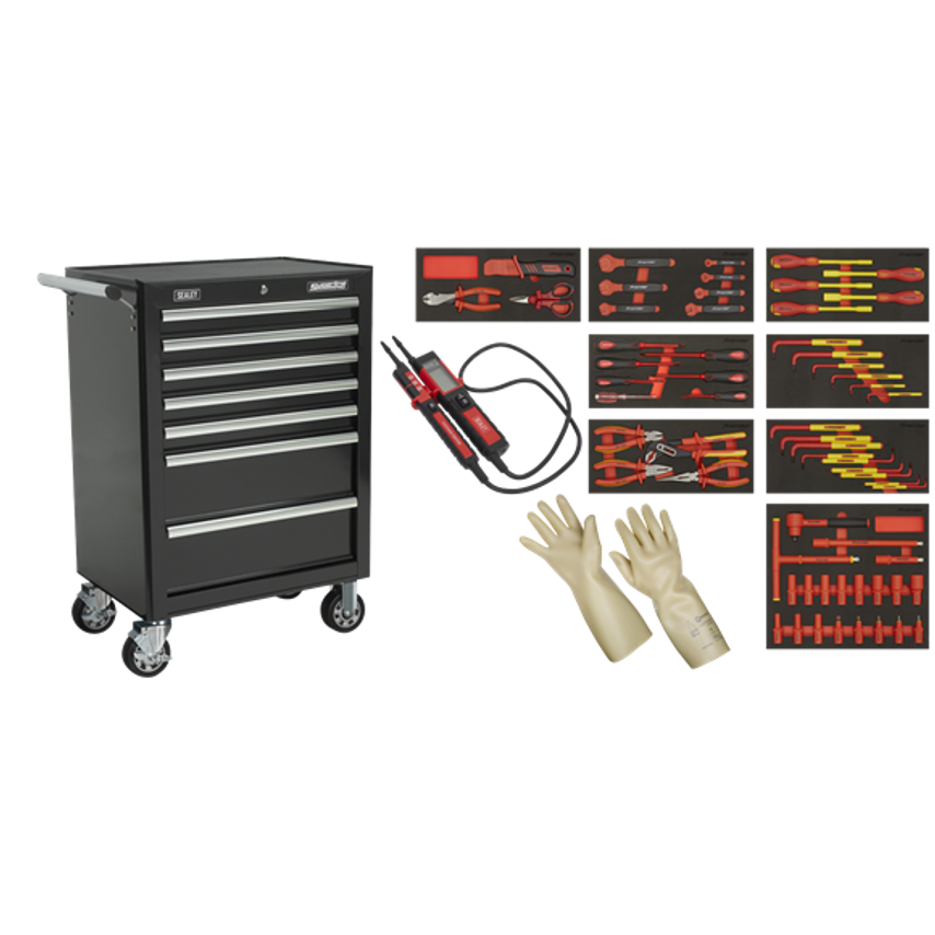 63pc Insulated Tool Kit with 7 Drawer Rollcab