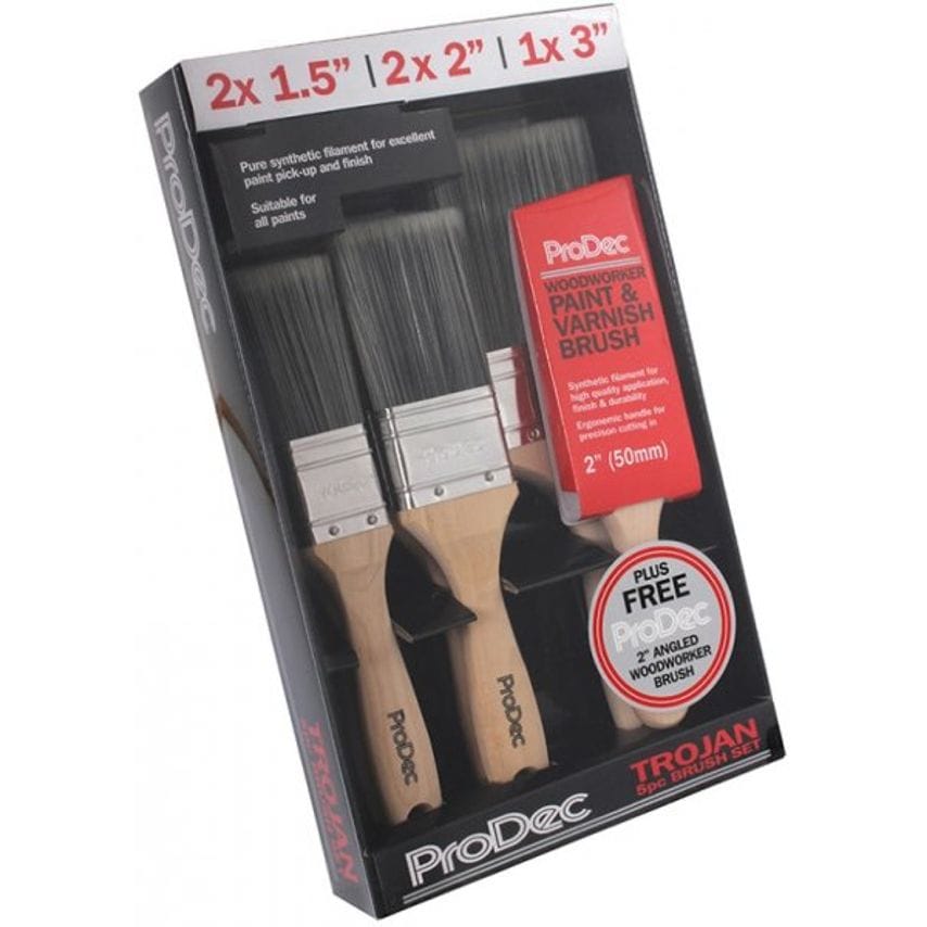 6Pc Prodec Trojan Brush Set Inc Free Woodworker Brush
