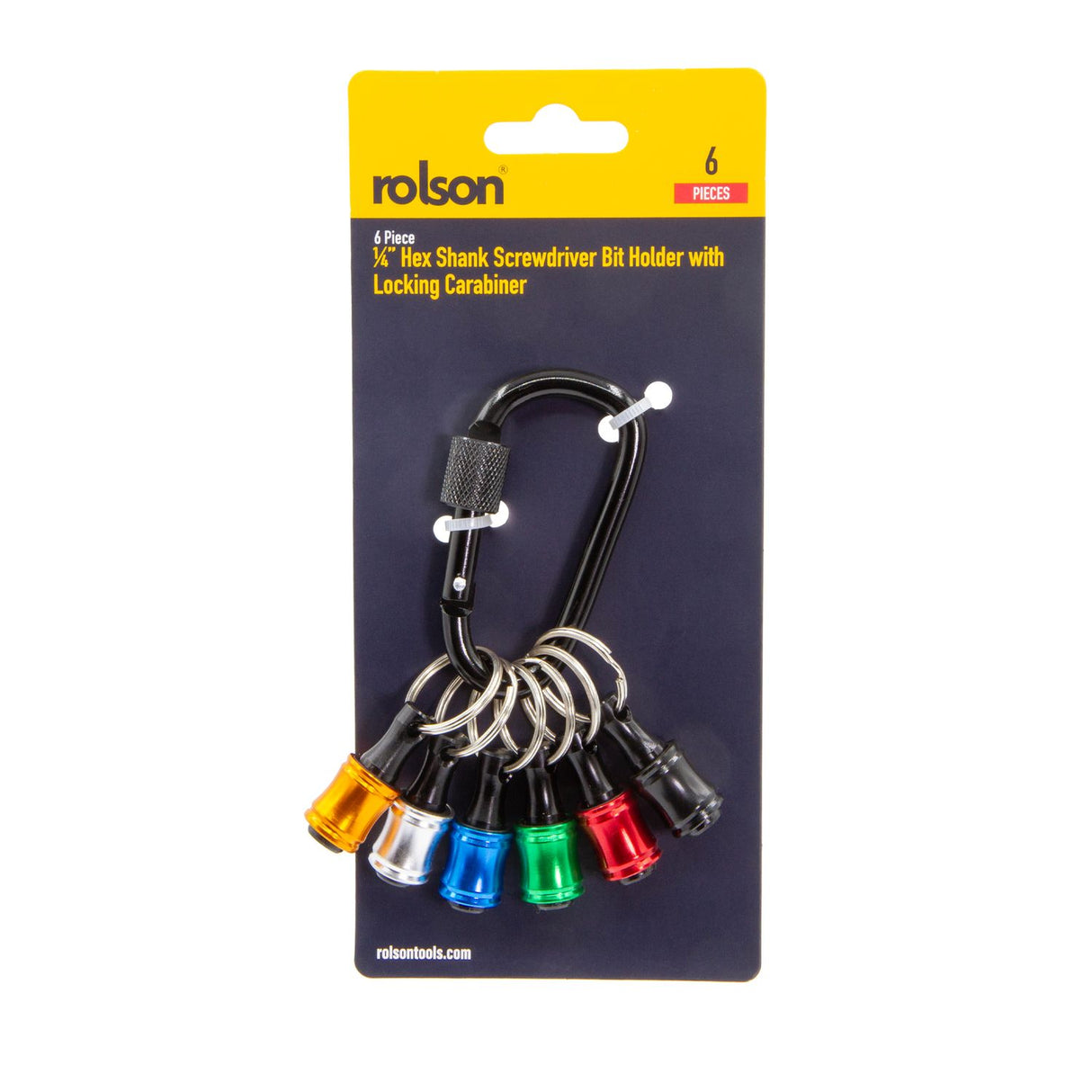 6 Piece 1/4" Hex Shank Screwdriver Bit Hold & Carabiner