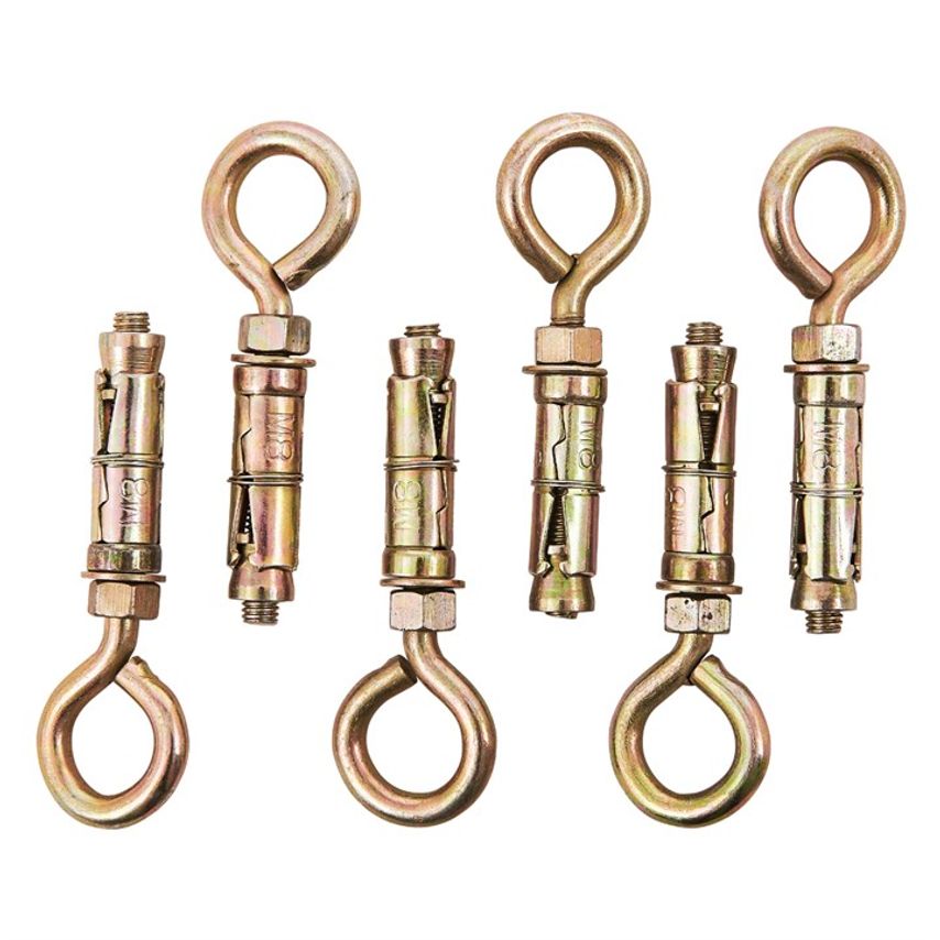 6 Piece 8mm Closed Hook Bolts