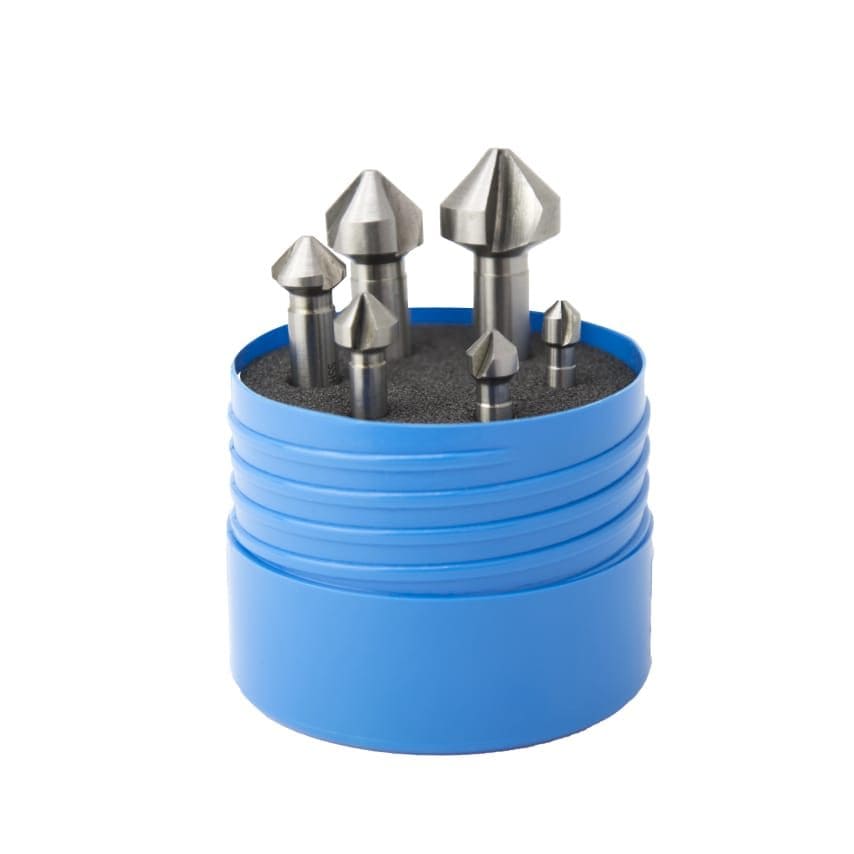6 Piece 90 HSS Straight Shank Countersink Set 6.3, 8.3, 10.4, 12.4, 16.5, 20.5