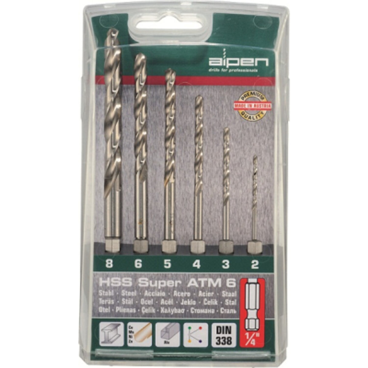 6 Piece HSS Super Jobber Drill Set with 1/4in Hex Shank