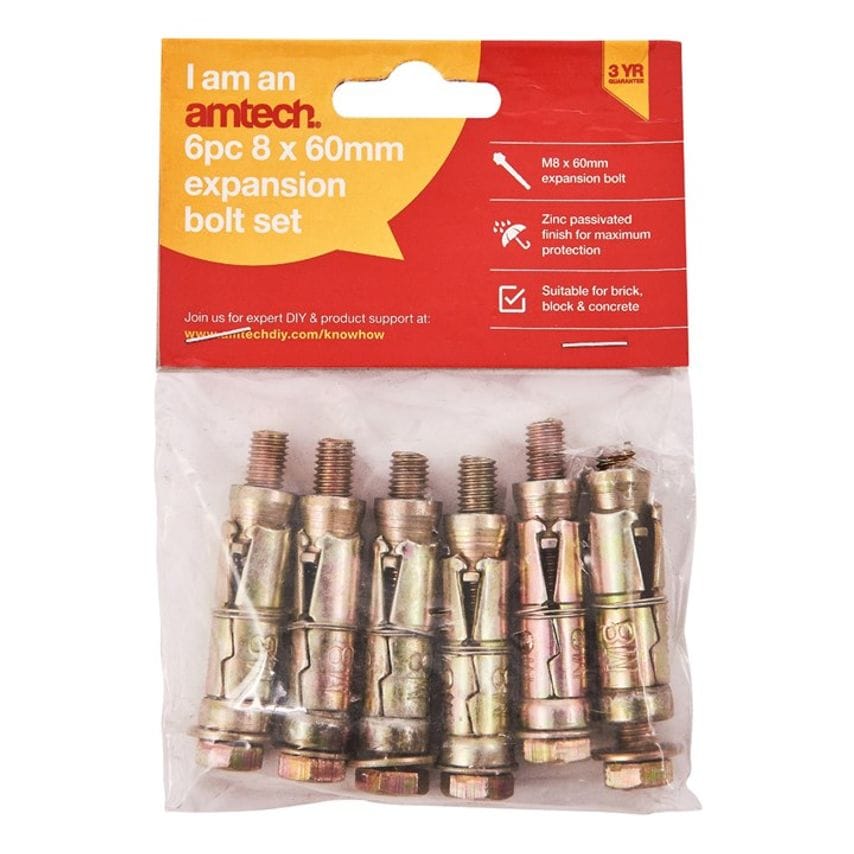 6 Piece M8 X 60mm Expansion Bolts