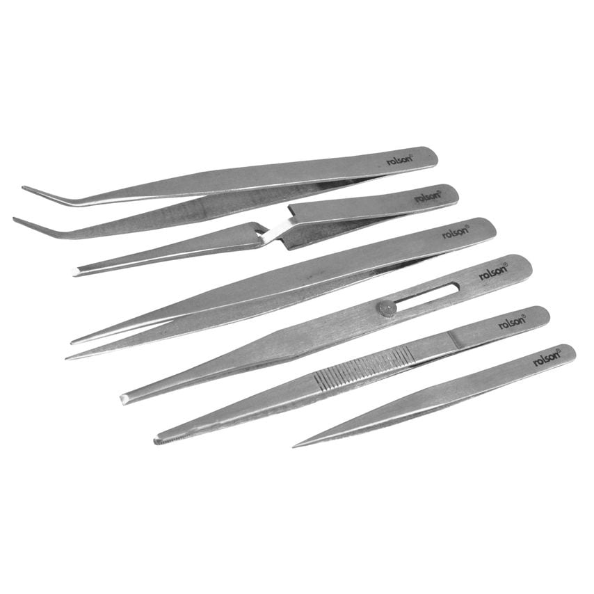 6pc Stainless Steel Tweezers