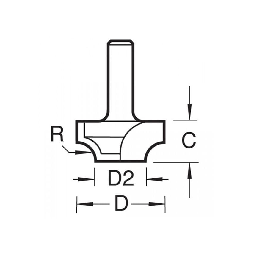 7/01 x 1/4 TCT Ovolo & Round Over 2.5mm Radius TRE70114TC