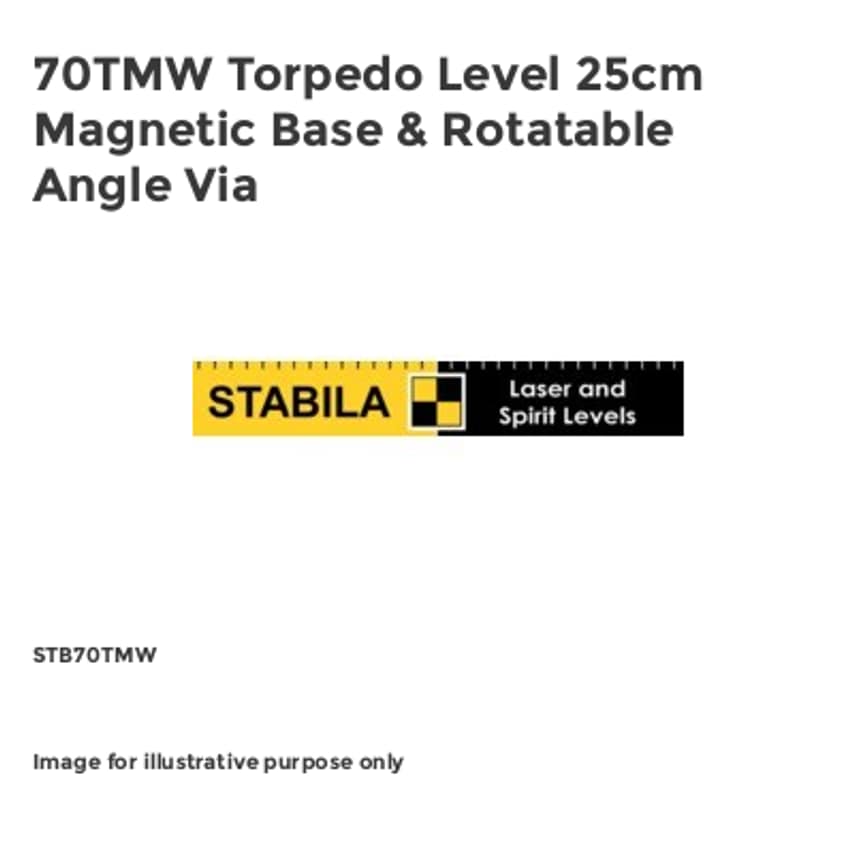 70TMW Torpedo Level 25cm Magnetic Base & Rotatable Angle Via STB70TMW