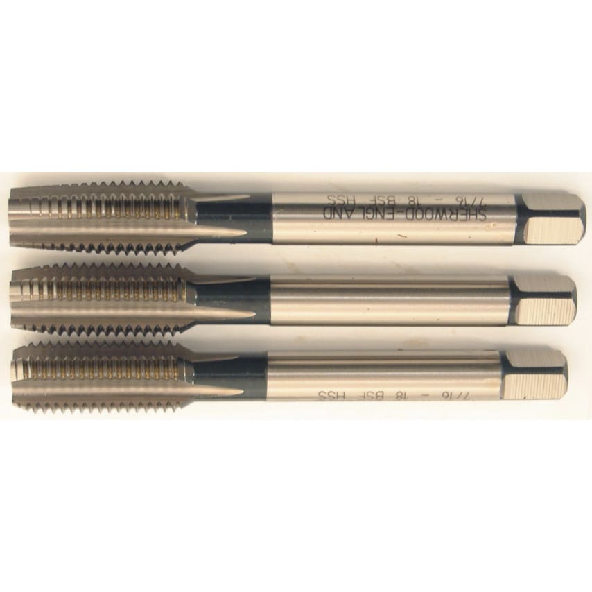 7/16"X18 BSF HSSGT Straight Flute Tap Set