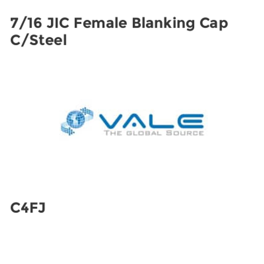 7/16 JIC Female Blanking Cap C/Steel C4FJ