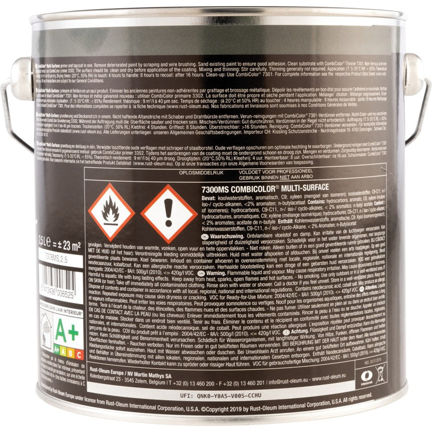 7378MS CombiColor Matt Black Multi-surface Paint - 2.5LTR