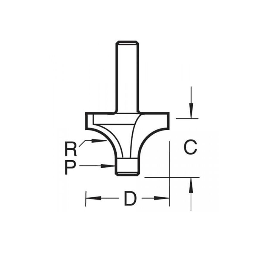 7E/2 x 1/4 TCT Pin Guided Round Over 6.3mm Radius TRE7E214TC