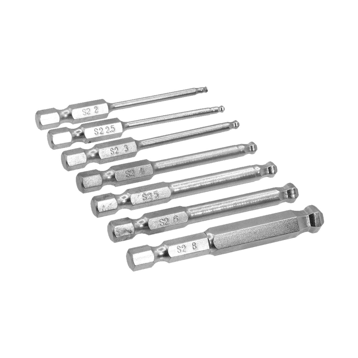 7 Piece 1/4" Hex Shank Ball Ended Hex Keys